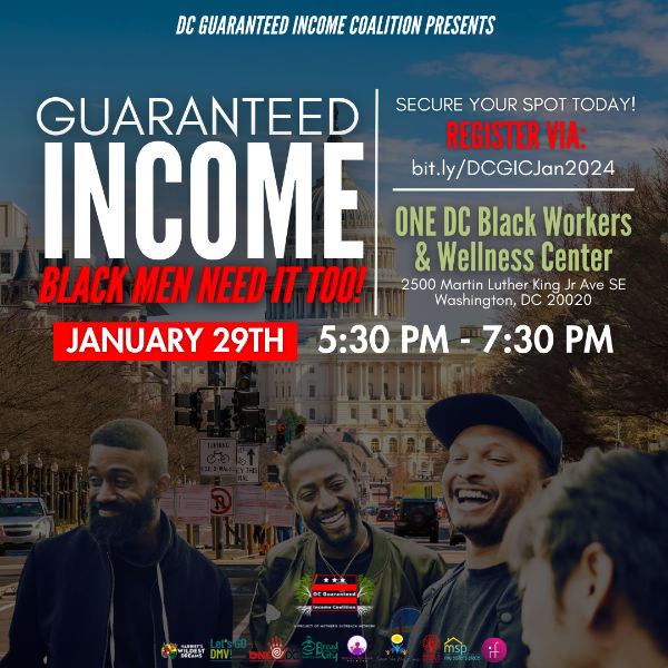 Black Men and Guaranteed Income Meeting graphic