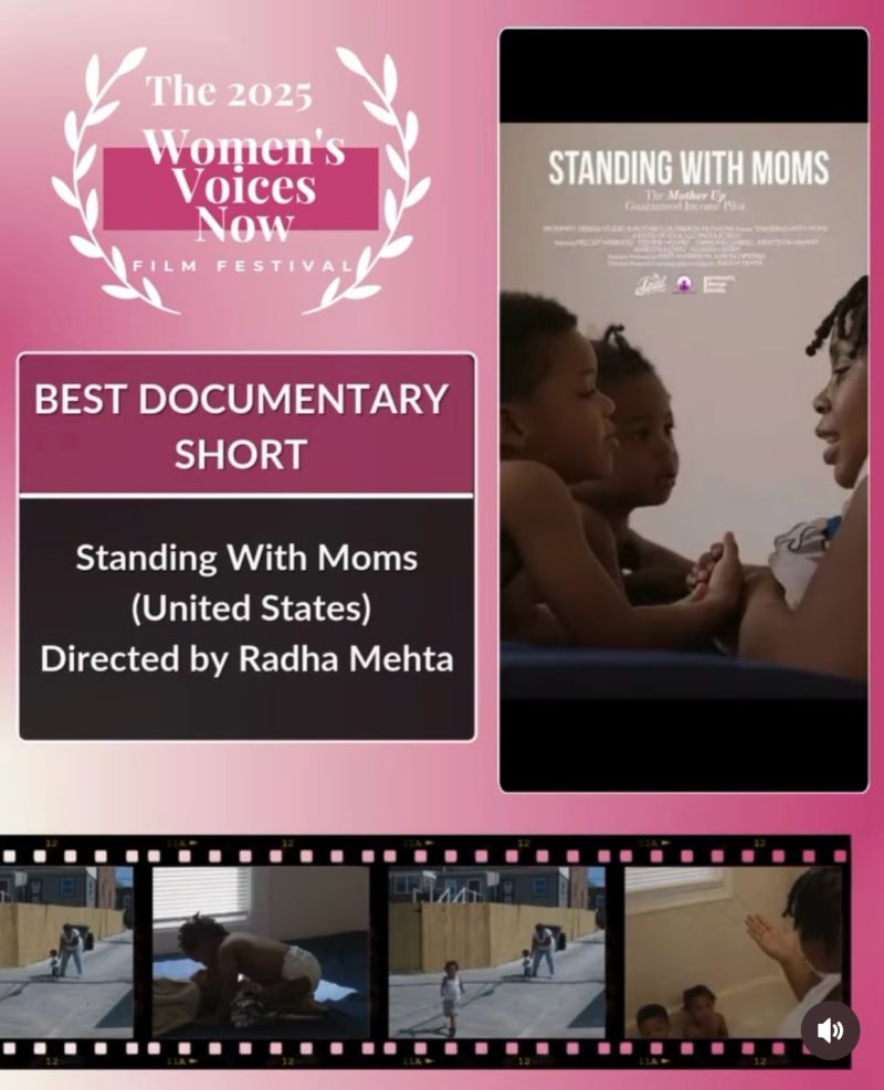 Graphic highlighting 2025 Women's Voices Best Documentary Short award.
