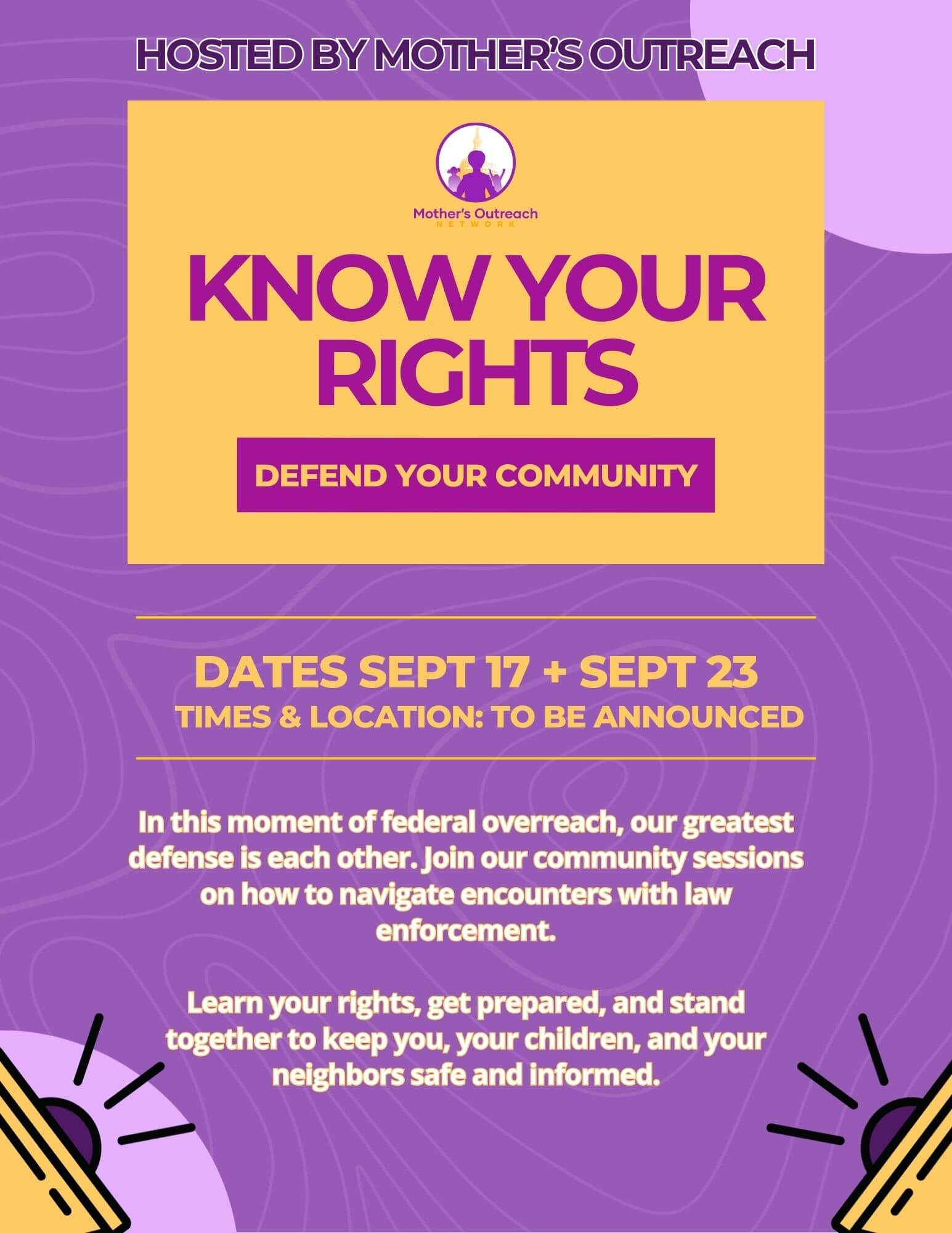 Graphic for Know Your Rights event